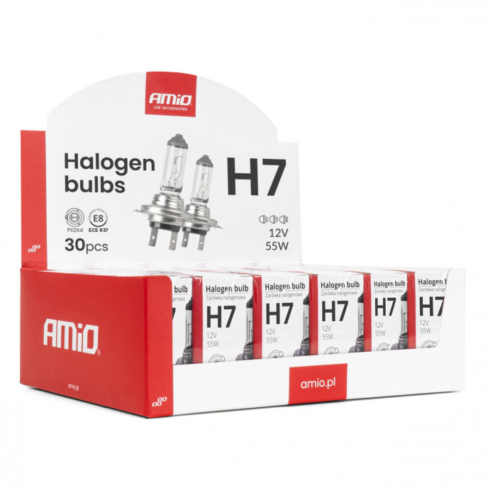 H7 halogeenlampenset 12V 55W UV-filter (E8) 30st. AMIO-04399