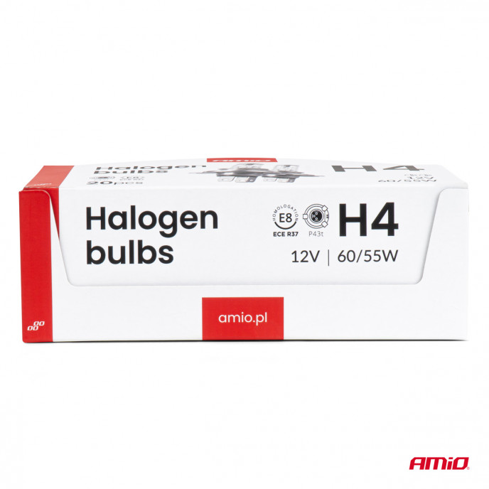 H4 halogeenlampenset 12V 60/55W UV-filter (E8) 20st. AMIO-04401
