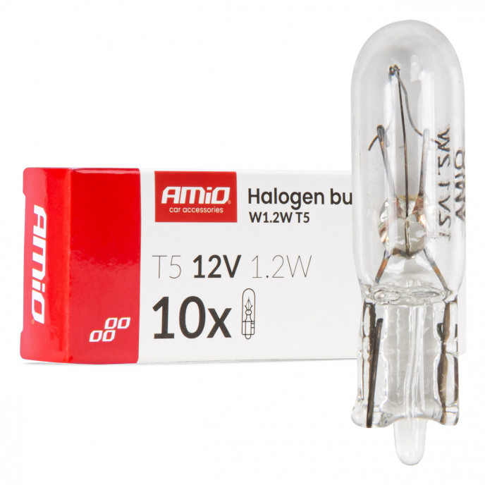Halogeenlampen T5 12V 1.2W B2x4.6d wit 10 stuks AMIO-04412