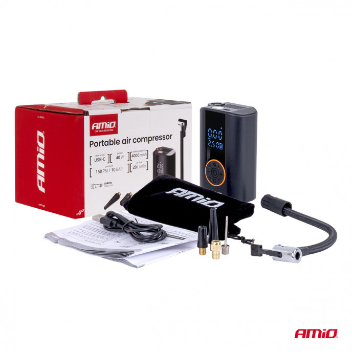 Draagbare luchtcompressor LED 40W USB-C ACOMP-25 AMIO-04414