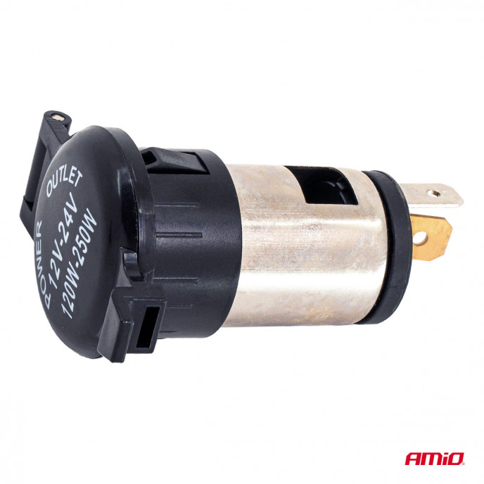 Stopcontact met klep 250W 12V 24V AMIO-04434