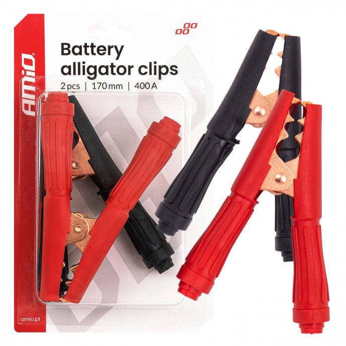 Batterij krokodillenklemmen 170 mm 400 A 2 stuks. AMIO-04435