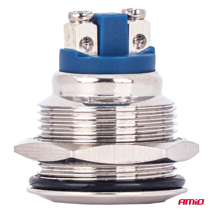 Platte ronde stalen momentknop 19 mm, 5 A, 12/230 V, AMIO-04436