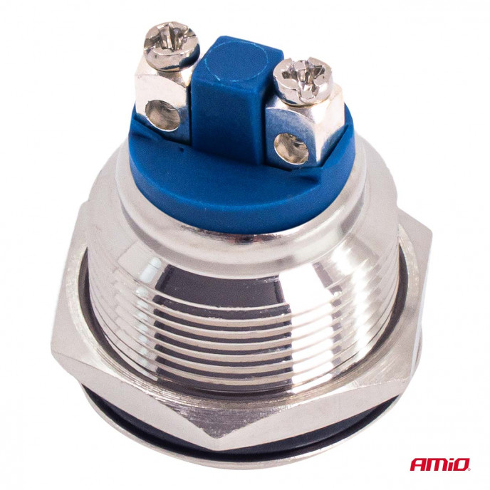 Platte ronde stalen momentknop 19 mm, 5 A, 12/230 V, AMIO-04436