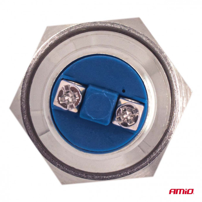 Platte ronde stalen momentknop 19 mm, 5 A, 12/230 V, AMIO-04436