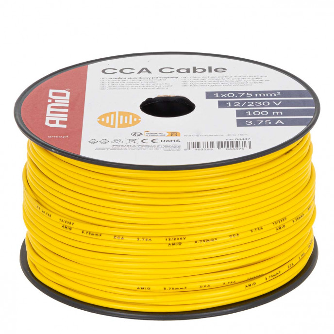 CCA luidsprekerkabel CCA 1x0,75mm2 100m 3,75A 12/230V AMIO-04447
