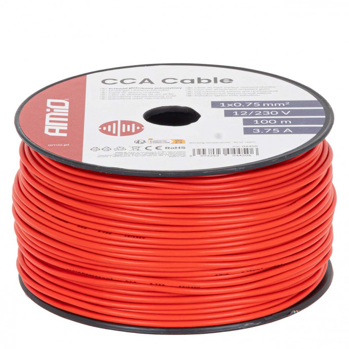 CCA Kabel 1x0.75mm2 100m 3.75A 12/230V AMIO-04450