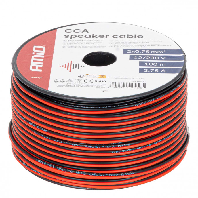 CCA luidsprekerkabel 2x0.75mm2 100m 3.75A AMIO-04457