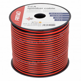 CCA luidsprekerkabel 2x1,5mm2 100m 7,5A AMIO-04459