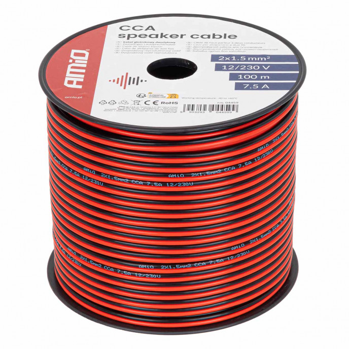 CCA luidsprekerkabel 2x1,5mm2 100m 7,5A AMIO-04459