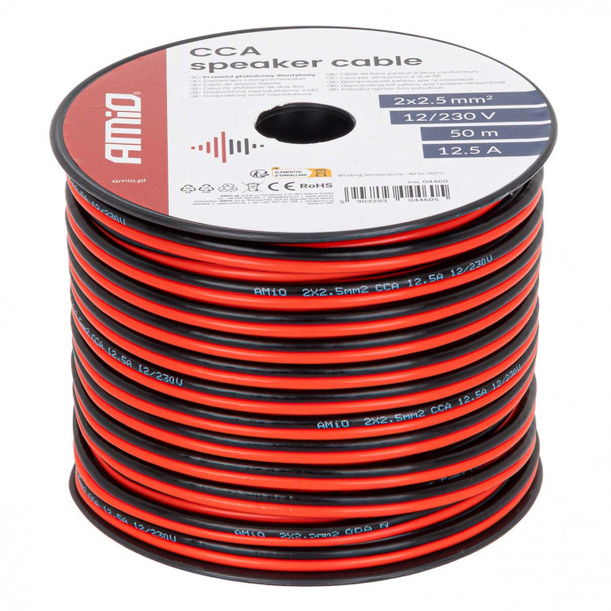 CCA-kabel 2x2,5 mm2 50m 12,5 A AMIO-04460