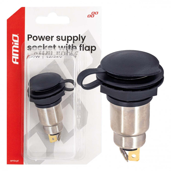 Stopcontact met klep 250W 12V 24V AMIO-04462