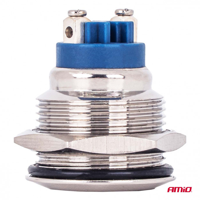 Ronde stalen schakelaar AAN/UIT 19mm 5A 12/230V AMIO-04474