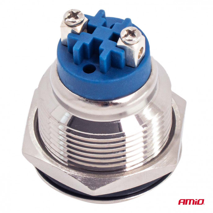 Ronde stalen schakelaar AAN/UIT 19mm 5A 12/230V AMIO-04474