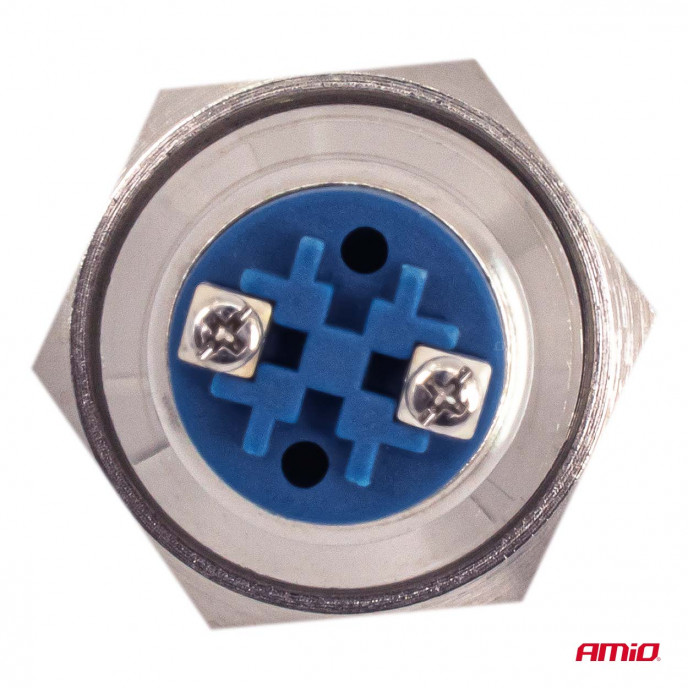 Ronde stalen schakelaar AAN/UIT 19mm 5A 12/230V AMIO-04474