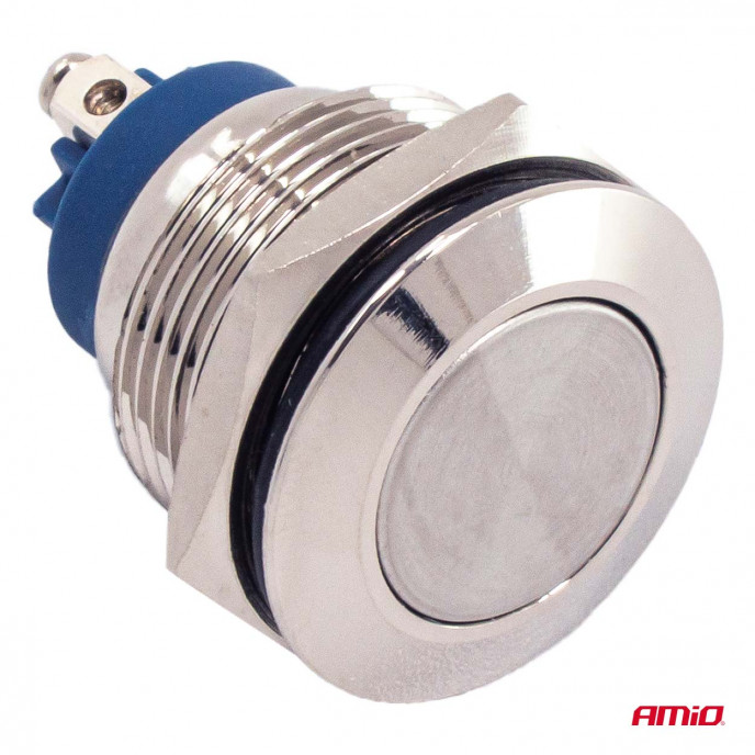 Ronde stalen schakelaar AAN/UIT 19mm 5A 12/230V AMIO-04474