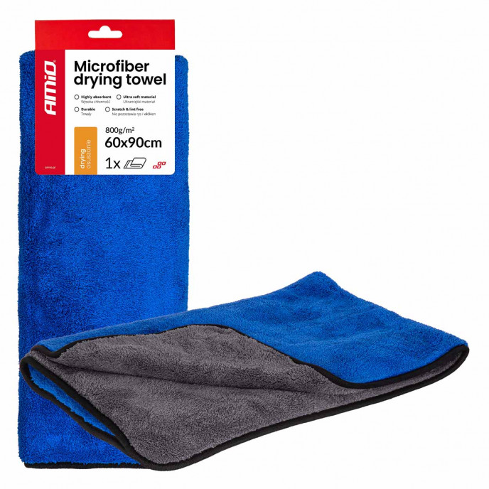 Microvezel droogdoek 800g/m² 60x90cm AMIO-04488