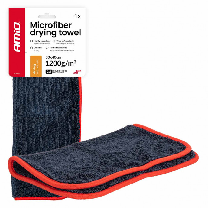 Microvezel droogdoek 1200g/m² 30x40cm AMIO-04491