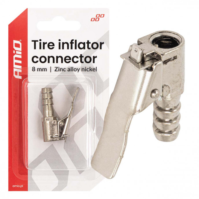 Zinklegering nikkel band inflator connector 8 mm AMIO-04496