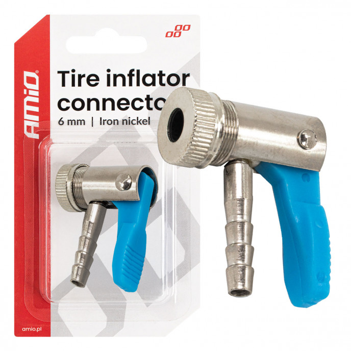 Ironn vernikkelde band inflator connector 6 mm AMIO-04497