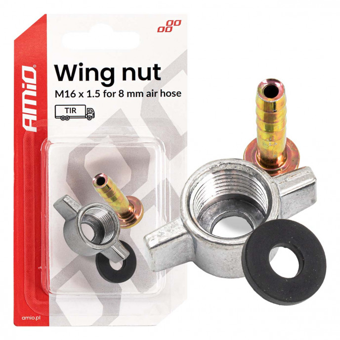 Vleugelmoer M16 x 1.5 voor 8mm Luchtslang AMIO-04499