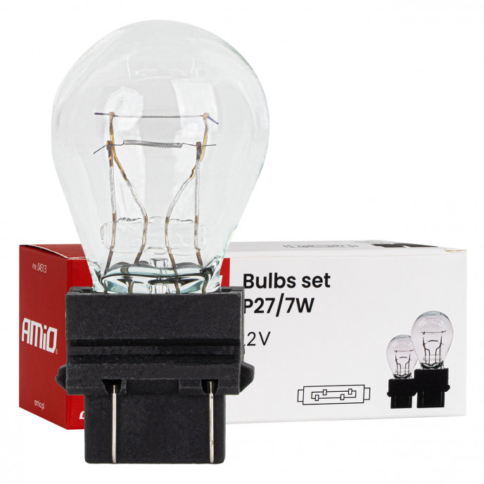 Halogeenlamp P27/7W 12V 27/7W W2.5X16q 10 stuks AMIO-04513