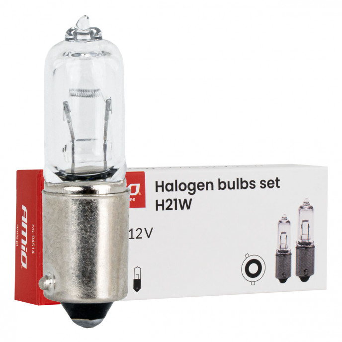 Halogeenlampenset H21W 12V 21W BAY9s 10st AMIO-04514