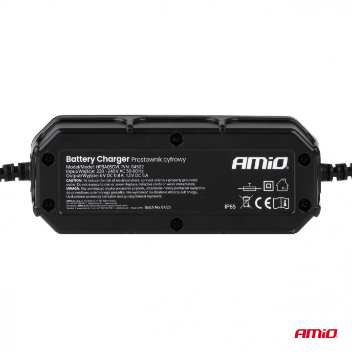 Digitale acculader voor loodzuuraccu's (LFP) MAX 5A 6/12V AMIO-04522