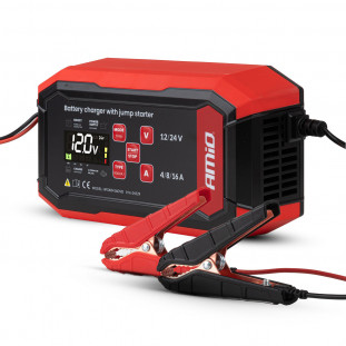 Digitale acculader, met starthulp, AGM GEL STD LiFePo4 MAX 16A 12/24V PRO AMIO-04529
