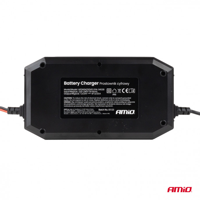 Digitale acculader, met starthulp, AGM GEL STD LiFePo4 MAX 25A 12/24V PRO AMIO-04530