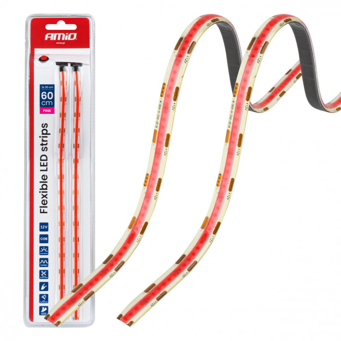 Flexibele LED COB strips, roze 2x30 cm 12 V AMIO-04570