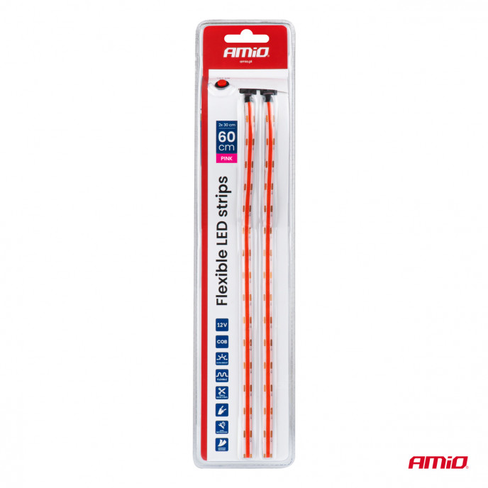 Flexibele LED COB strips, roze 2x30 cm 12 V AMIO-04570