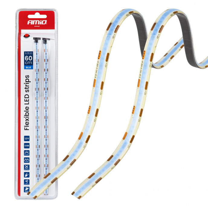Flexibele LED COB strips, blauw 2x30 cm 12 V AMIO-04571
