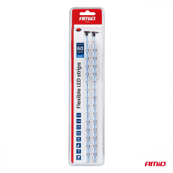 Flexibele LED COB strips, blauw 2x30 cm 12 V AMIO-04571