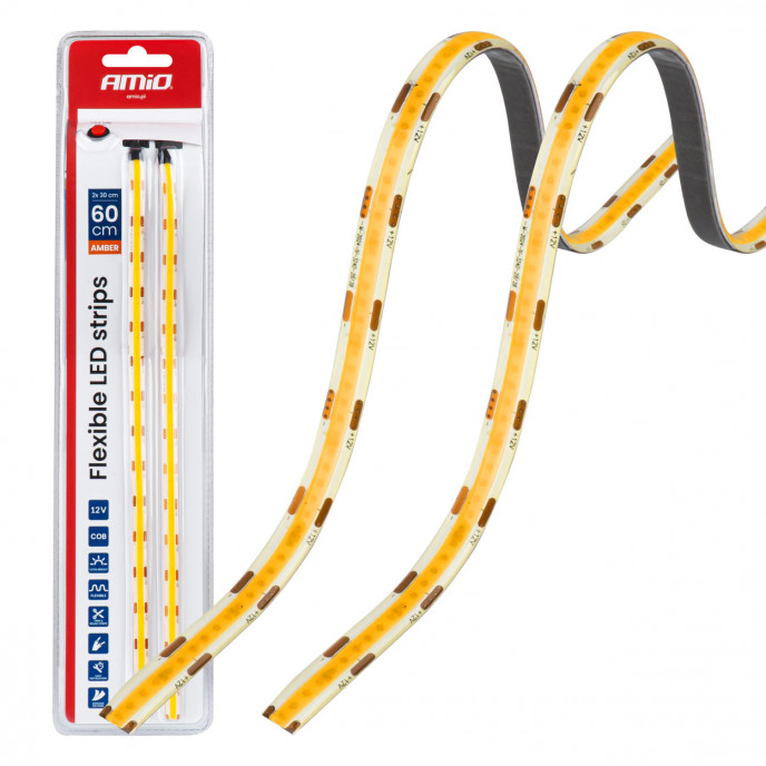 Flexibele LED COB strips, amber 2x30 cm 12 V AMIO-04572