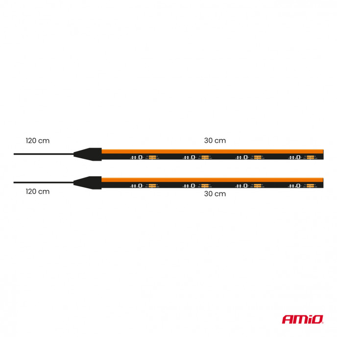 Flexibele LED zijstrips oranje 2x30cm 12V AMIO-04574