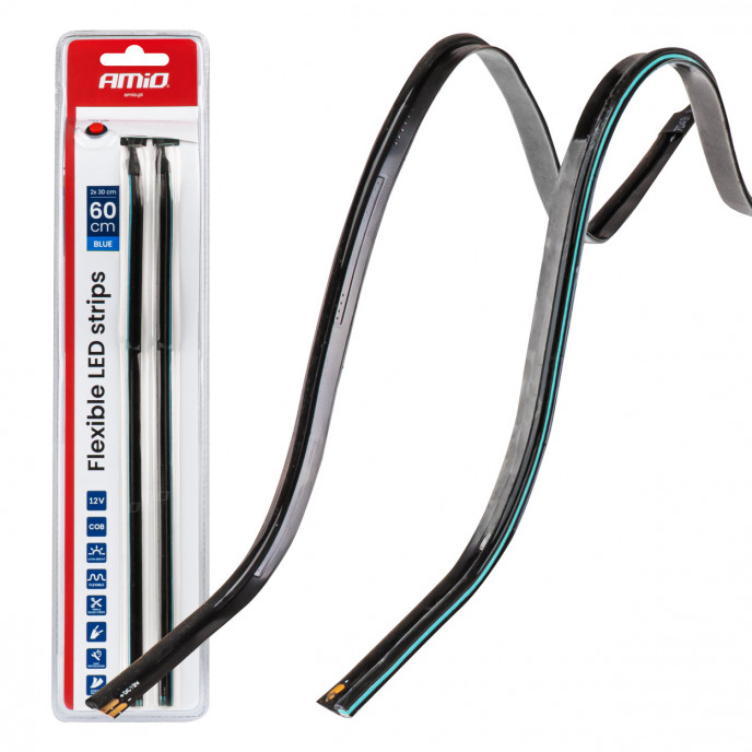 Flexibele LED zijstrips blauw 2x30cm 12V AMIO-04578