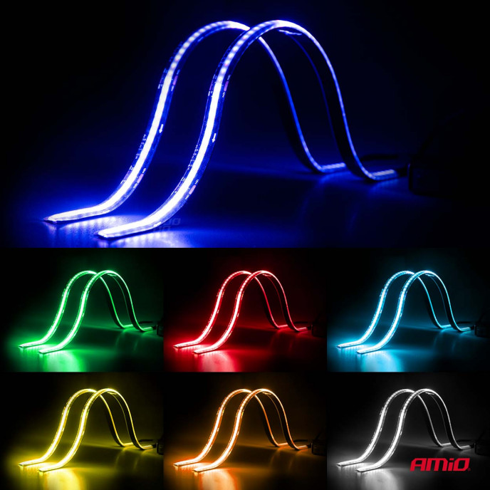 Flexibele LED strips met controller multicolour RGB 2x30cm 12V AMIO-04579
