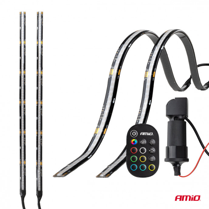 Flexibele LED strips met controller multicolour RGB 2x30cm 12V AMIO-04579