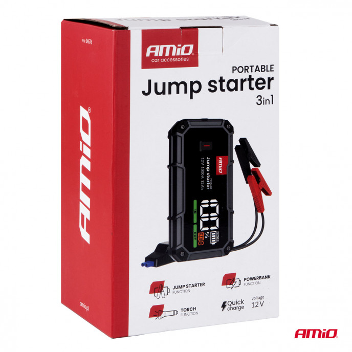 Draagbare 3-in-1 startbooster/LED-lamp/powerbank 12V 12Ah 1000A PRO AMIO-04676