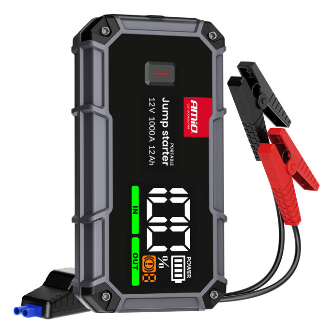 Draagbare 3-in-1 startbooster/LED-lamp/powerbank 12V 12Ah 1000A PRO AMIO-04676