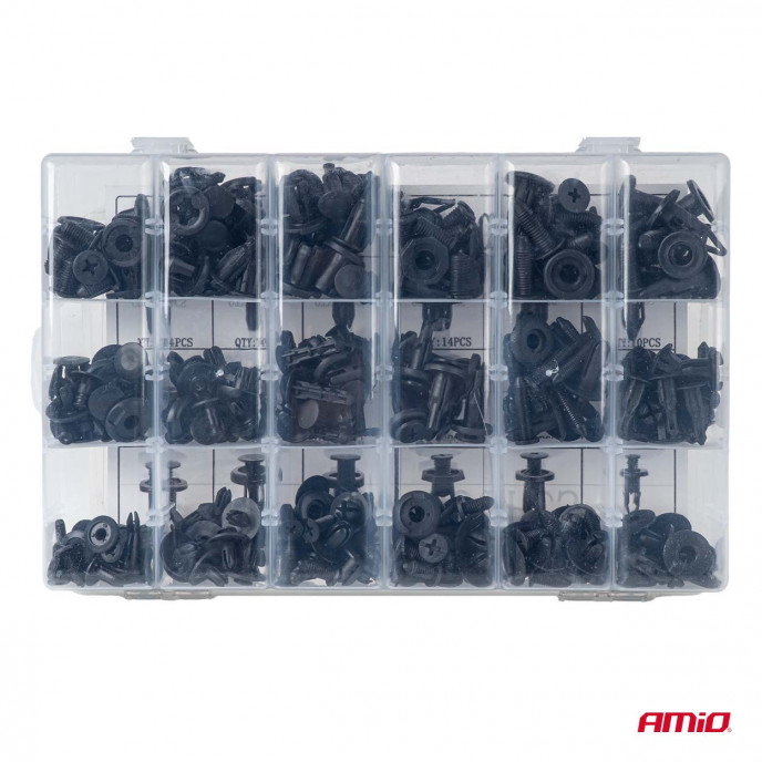 Set met 190stuks Automotive clips en bevestigingspinnen
