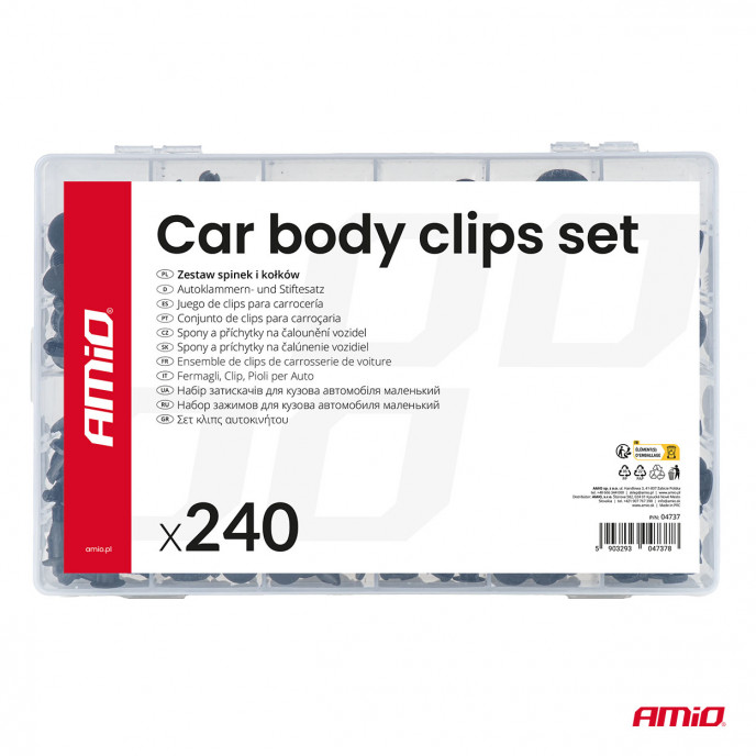 Set met 240stuks Automotive clips en bevestigingspinnen