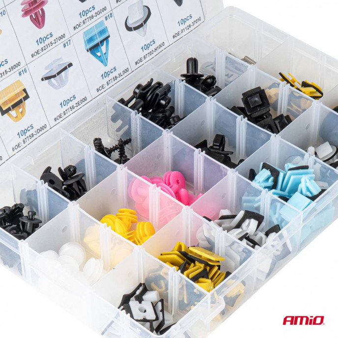 Set met 200stuks Automotive clips en bevestigingspinnen