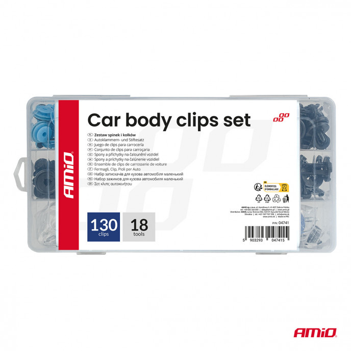 Set met 148stuks Automotive clips en bevestigingspinnen + gereedschap