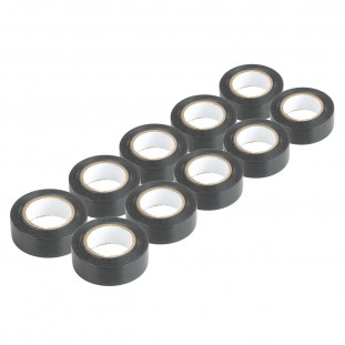 Set van 10 zwarte PVC-isolatietapes, 19 mm x 20 m x 0,13 mm AMIO-04844