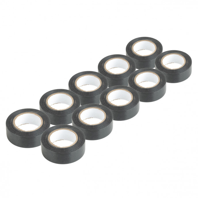 Set van 10 zwarte PVC-isolatietapes, 19 mm x 20 m x 0,13 mm AMIO-04844