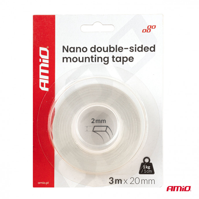 Herbruikbare Nano dubbelzijdige montagetape 20 mm x 3 m x 1 mm