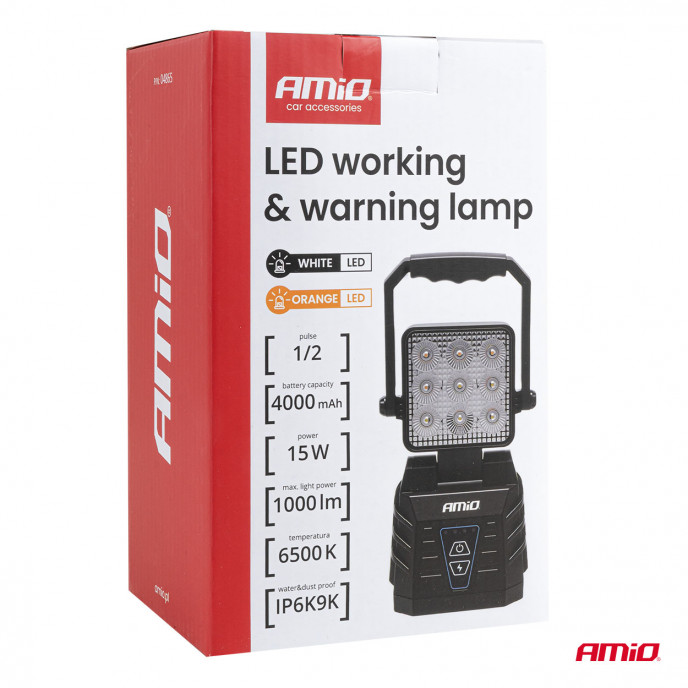 Werklamp en waarschuwingslamp LED, 15W (batterij)