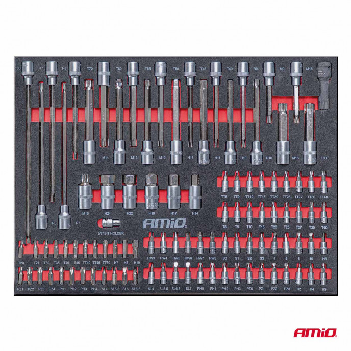 Gereedschapskast met 258-delige gereedschapset 840x460x870mm AMIO-04892